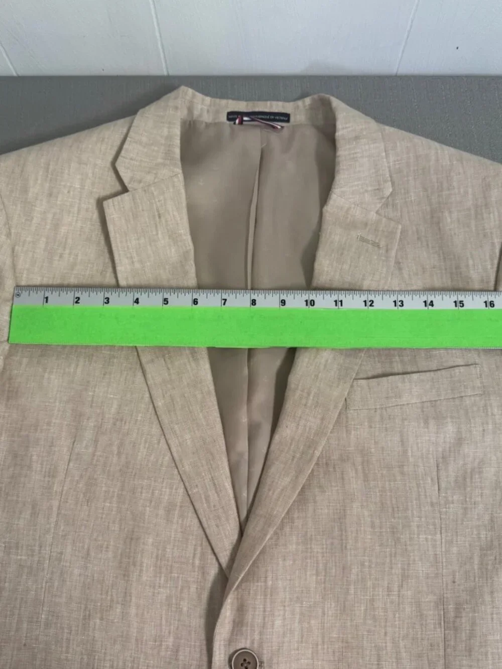 Tommy Hilfiger 44L Tan Linen Sport Coat Modern Fit Summer Wedding Blazer Preppy